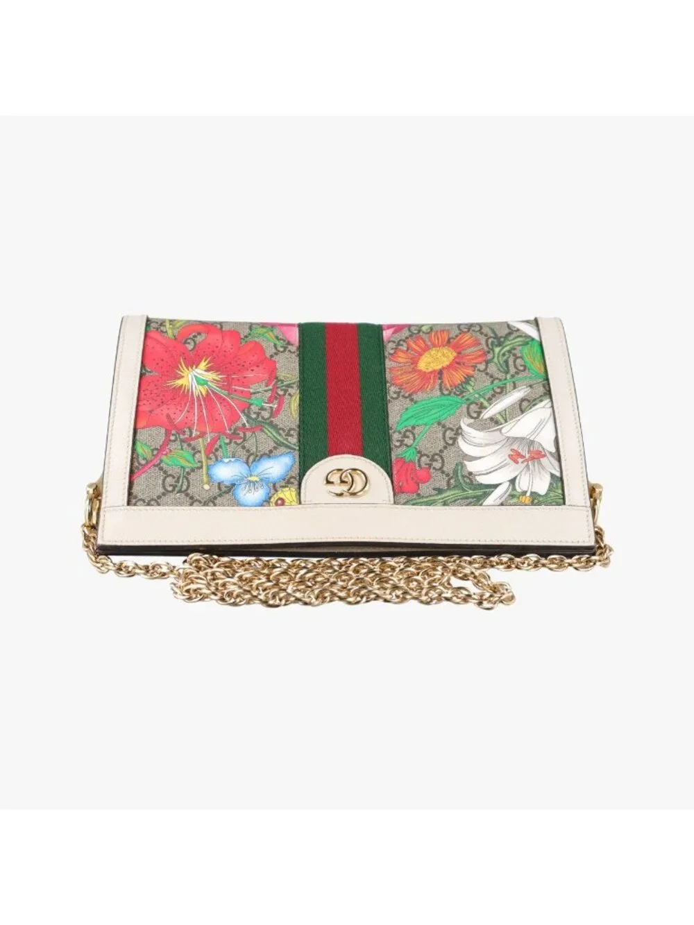 Gucci Ophidia Beige White Multicolor Leather Shoulder Bag